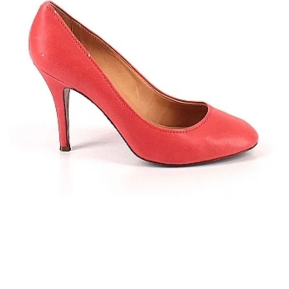 JCrew Red Leather High Heels Shoes Womens 8 - Picture 1 of 5